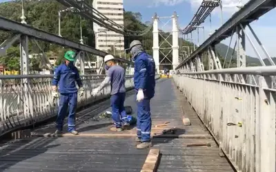 Ponte Pênsil passa por reparos emergenciais e obra completa deve custar R$ 5 milhões 